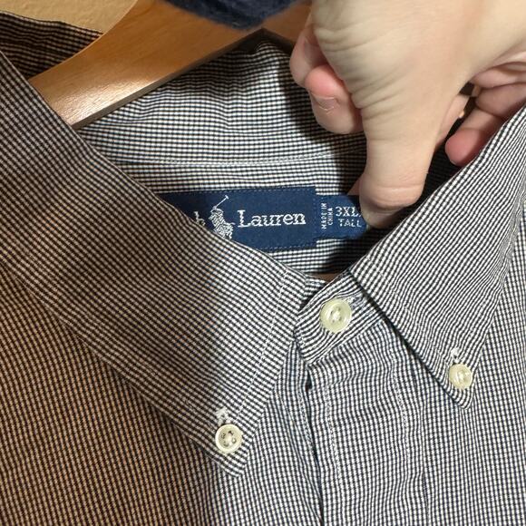 Vintage Men's Size 3XL Tall Polo Ralph Lauren Gingham Button Down 100% Cotton - Picture 4 of 6